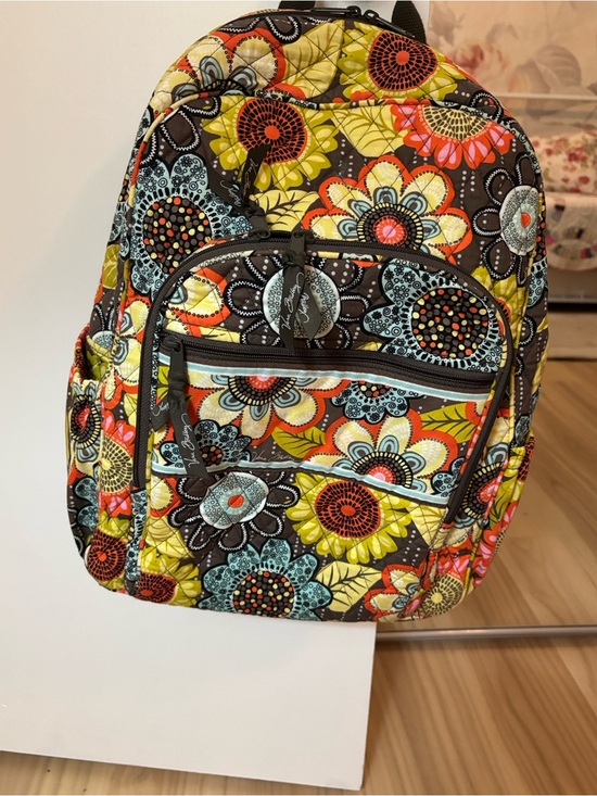 Vera Bradley Quilted Floral Backpack in Yellow, Brown & Turquoise main image 5